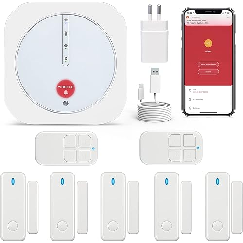 Security System, Home Alarm System with WiFi, Door Alarm Security with APP Alert and Calling Alarms, Wireless 9-Piece kit: Alarm Siren, Door Window Sensor, Remote, Work with Alexa and Google