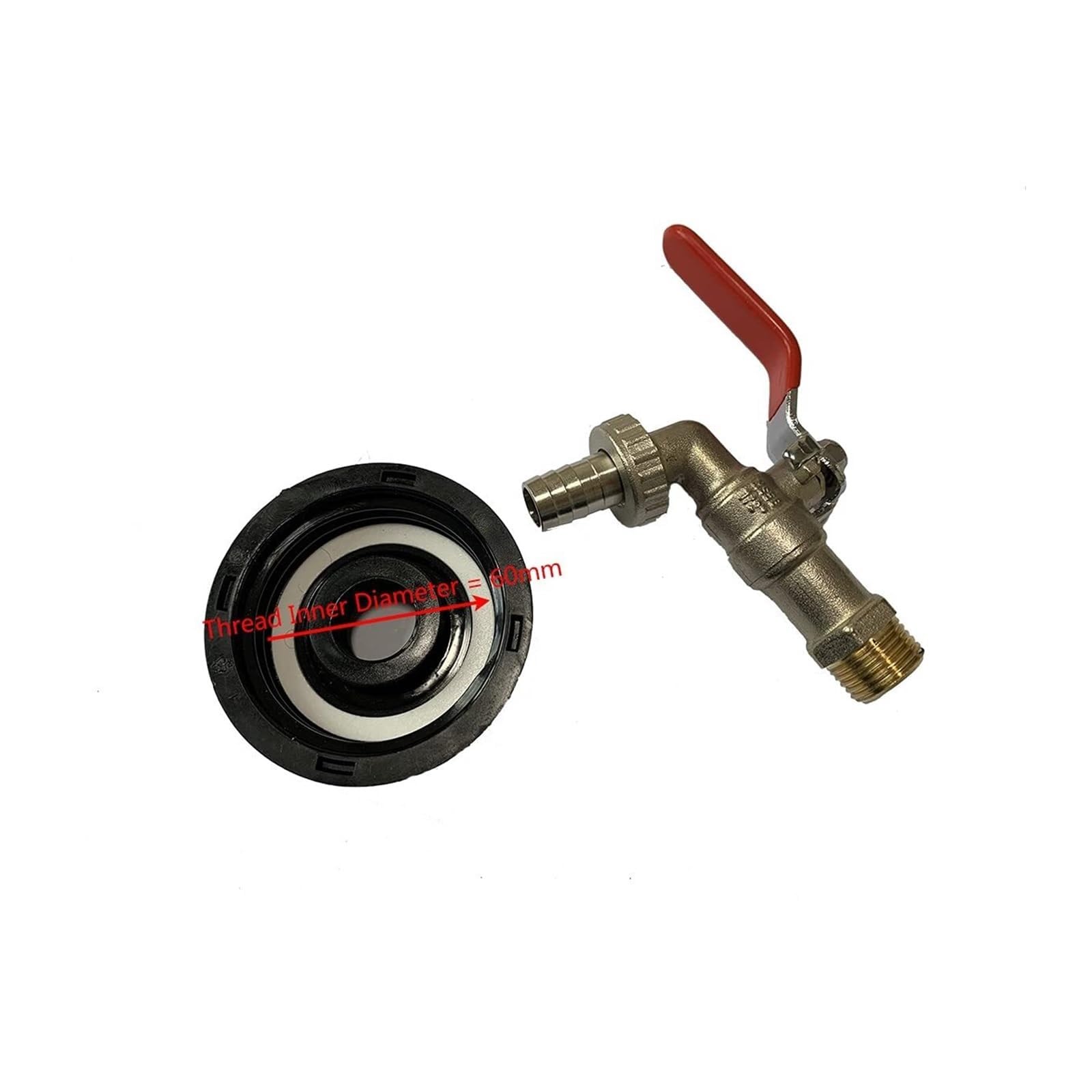 złącze kranu, Złącze kranu do zbiornika IBC z gwintem grubym S60x6 X 1/2'' 3/4'' Adapter do złącza wodnego 1 szt.