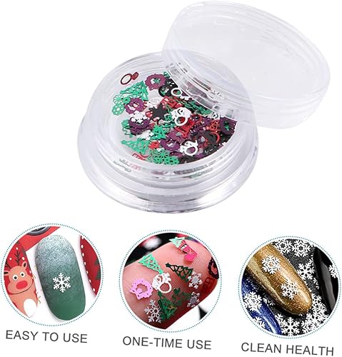 Miniatura 8 de NOLITOY 4 piezas de lentejuelas de uñas de Navidad Paillette Holiday Nail Art Nail Art Essential Lentejuelas Consejos de manicura Decoración