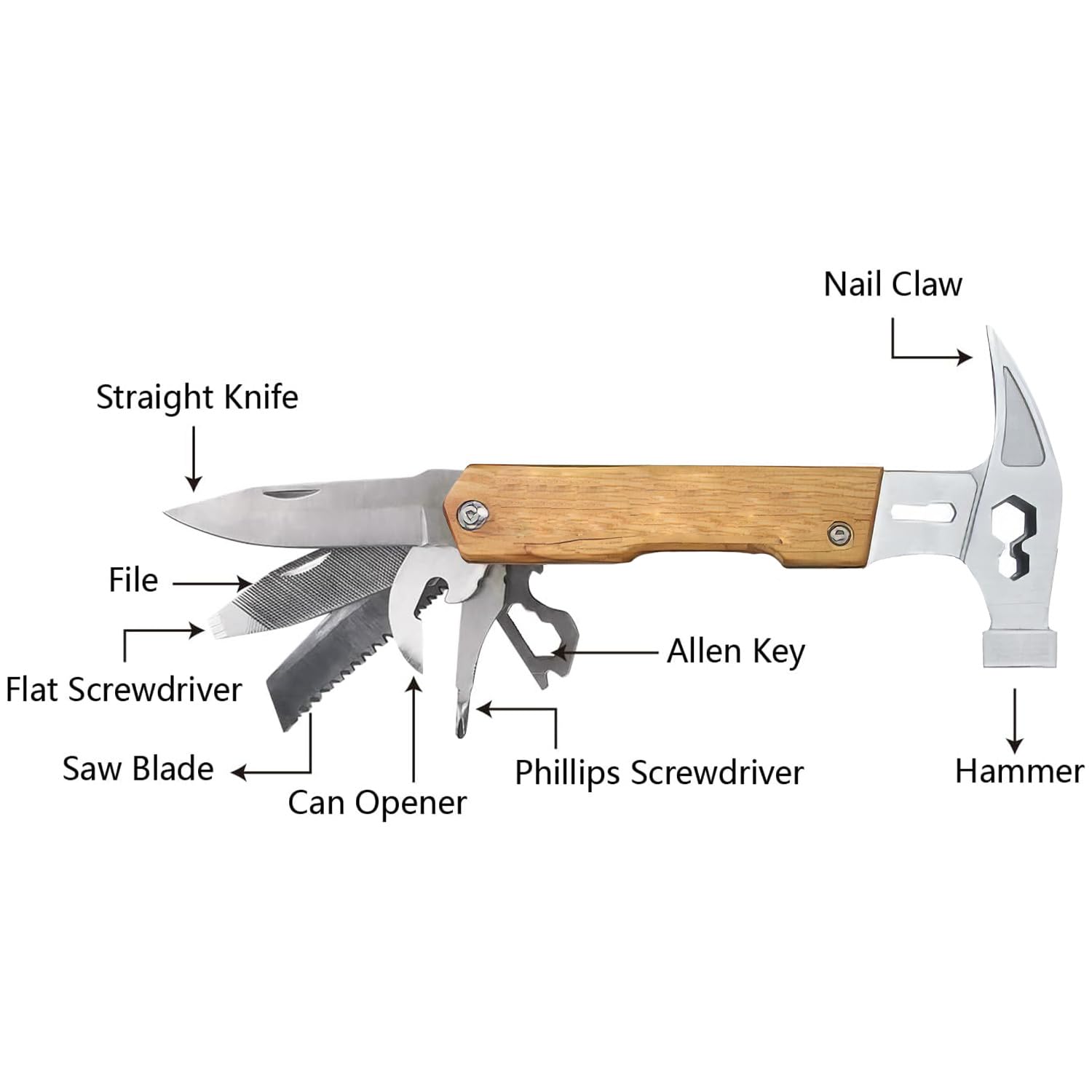 Custom Claw Hammers with Name Text for Dad - Personalized Wooden Handle Engraved Hammer - Custom Father's Day Gift for Dad Papa Multi Tool Hammers - Custom Christmas Birthday Gifts for Men