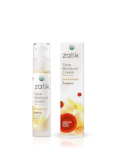 Zatik Naturals - Crema humectante orgánica USDA de espino amarillo y frambuesa (1.7 onzas líquidas, 1.7 fl oz), vegano, sin OMG, sin gluten, sin