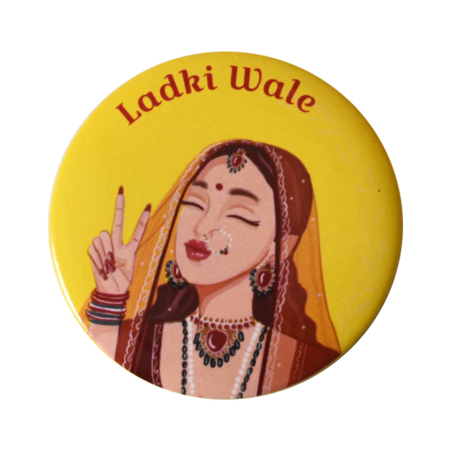 Papboo Ladke Wale, Team Groom Glossy Finished Wedding Badges (Multicolor, 54 Mm) Pack of 15