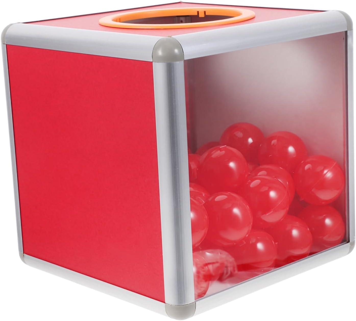 Clear Raffle Donation Box Aluminum Container for Voting Collecting Cards and Raffles Red Easy to Assemble and User-friendly