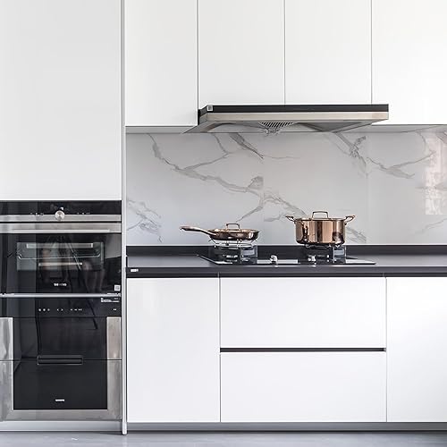 Miniatura 5 de Decoroom Papel tapiz blanco, papel tapiz blanco sólido, papel adhesivo autoadhesivo extraíble, decorativo para revestimiento de pared, revestimiento