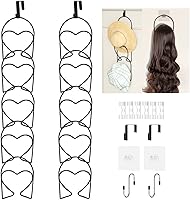 LINFIDITE 10-Pack Hat Rack Wall Organizer - Over Door Baseball Cap Holder, Wig Hanger Storage with Hooks, Black