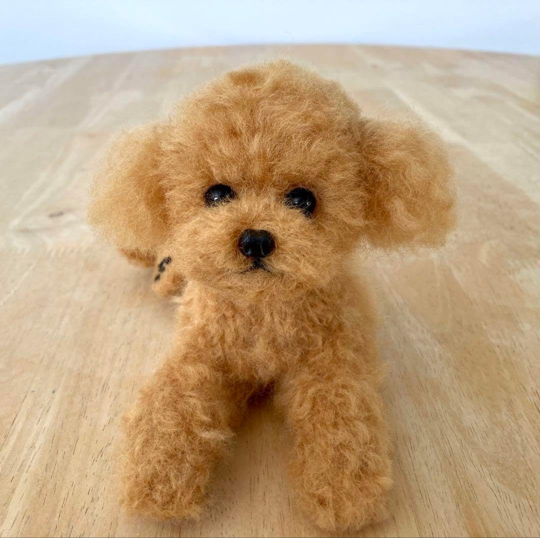 羊毛フェルト 毛糸 トイプードル（レッド）❣️大きめ❣️19cm 羊毛フェルト トイプードル レッド 羊毛フェルト 毛糸 トイ