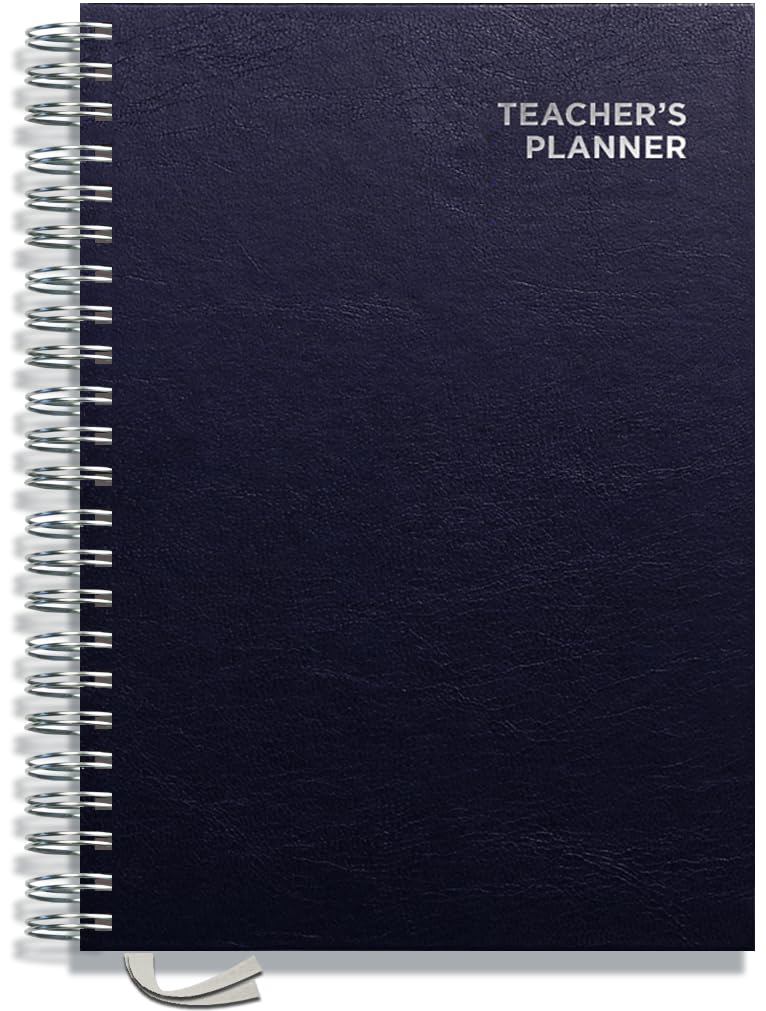 Teacher Planner 2026-2027 A4 Size by Pirongs | 5 Lesson Dated Planner for Teachers | Page a Day | Dated, Hardback, Wiro-Bound Teachers Planner - Navy โ image 1