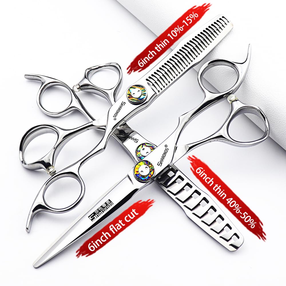 Set forbici per parrucchiere professionali da 6/6,8 pollici, forbici per parrucchiere in acciaio inossidabile 440C, taglio affilato e preciso (6 pollici - 3pc-E)