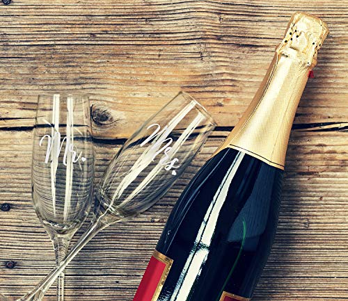 Sweetzer & Orange Bride And Groom Champagne Glasses (8 Oz) Engraved Mr And Mrs Glasses For Wedding Glasses And Toasting Flutes, Bridal Shower Gifts, Engagement Gift. Boxed Mr And Mrs Gifts #TOP5