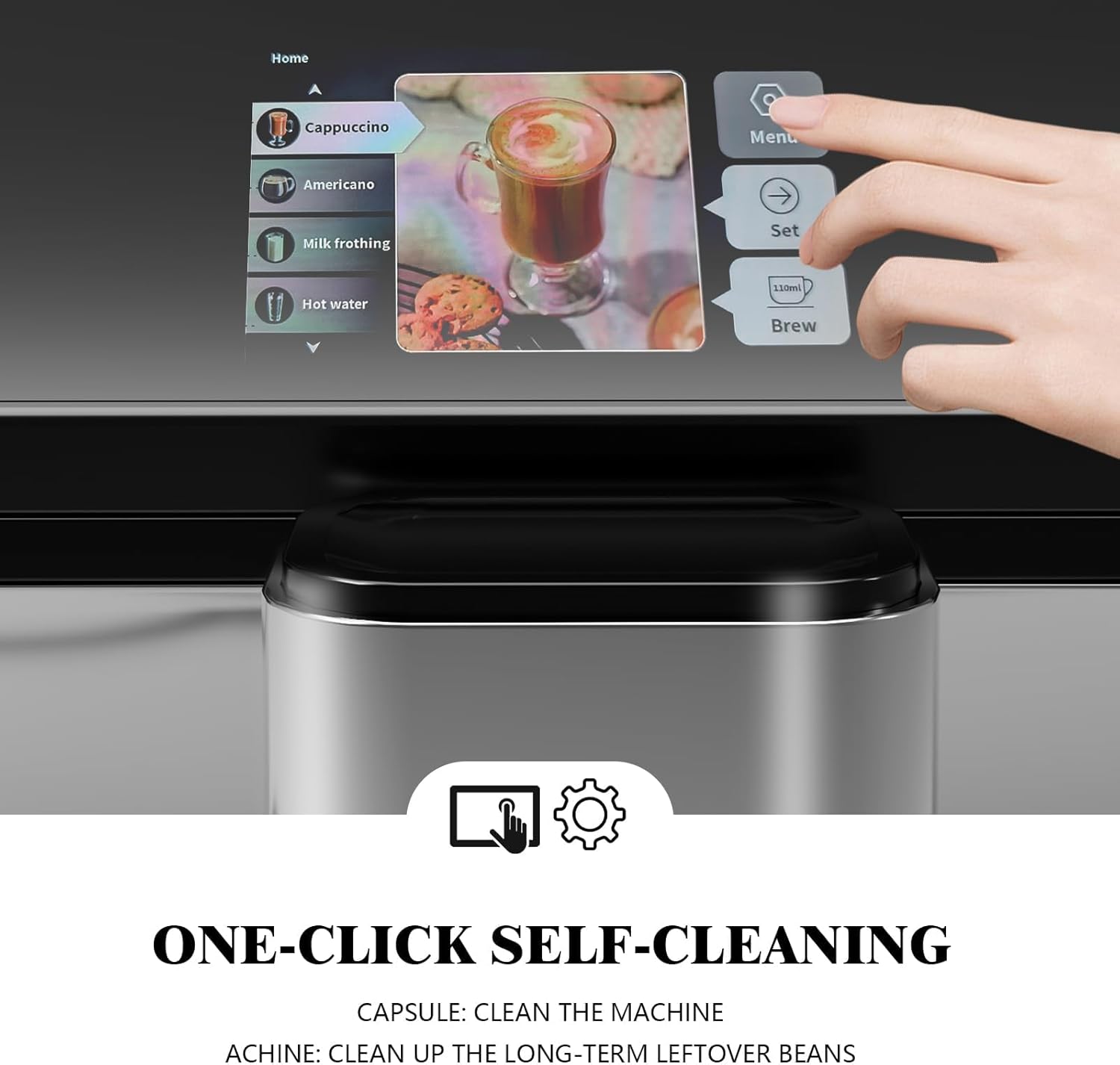 20Bar Fully Auto Espresso Machine With Dual Boiler and ‌Zero Cleaning Hassle‌, LCD Touch Barista Espresso Maker for Home Office, Entertaining - 24/7 Coffee Maker for Coffee Lovers