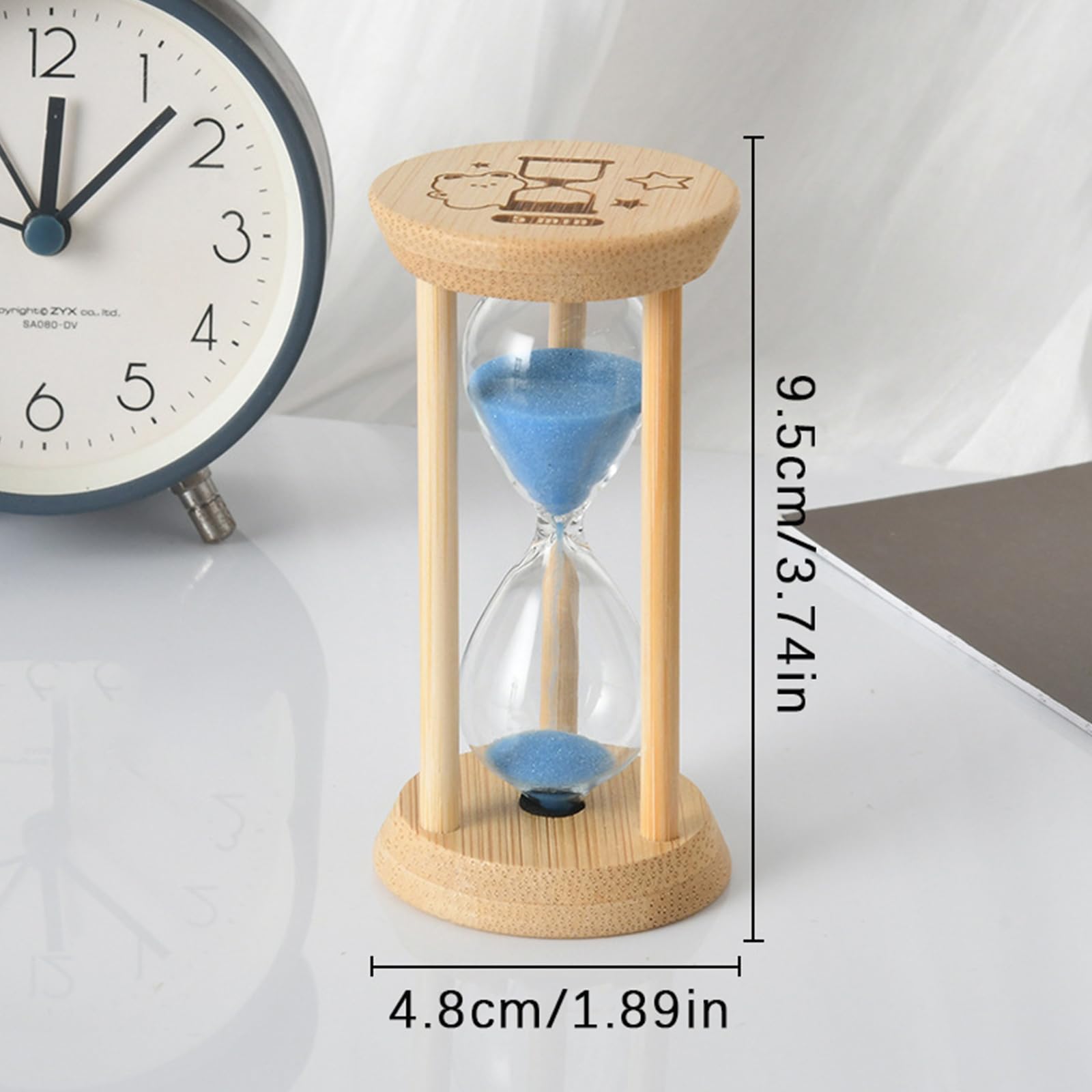 Mini Sablier Décoratif En Bois - 5 Minutes - Décoration Maison, Bureau, Restaurant | Style Bois Naturel, 9x5cm - Idée Cadeau Pâques, Carnaval