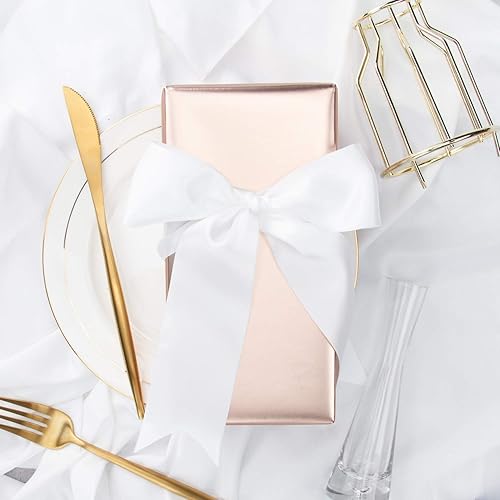 Miniatura 5 de RUSPEPA Papel de regalo metálico de oro rosa, papel mate de color sólido dorado rosa perfecto para bodas, aniversarios, cumpleaños para ella,