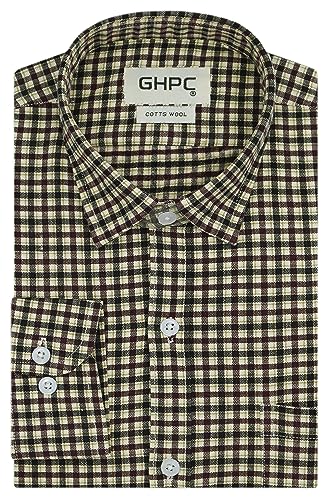 Image of GHPC Cottswool Winter Wear Woolen Gun Club Checks Full Sleeves Regular Fit Formal Shirt for Men