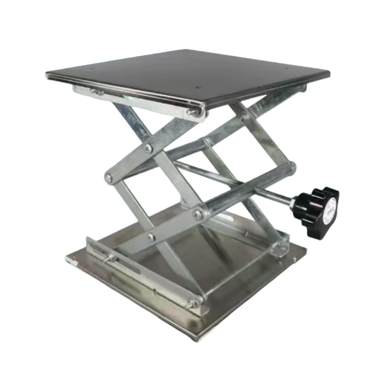 Soporte De Laboratorio Acero Inoxidable,Elevadora Gato Control Manual | Con tapete antideslizante y mango giratorio, rango de altura ajustable de 4,5 a 46 cm(20x20cm)