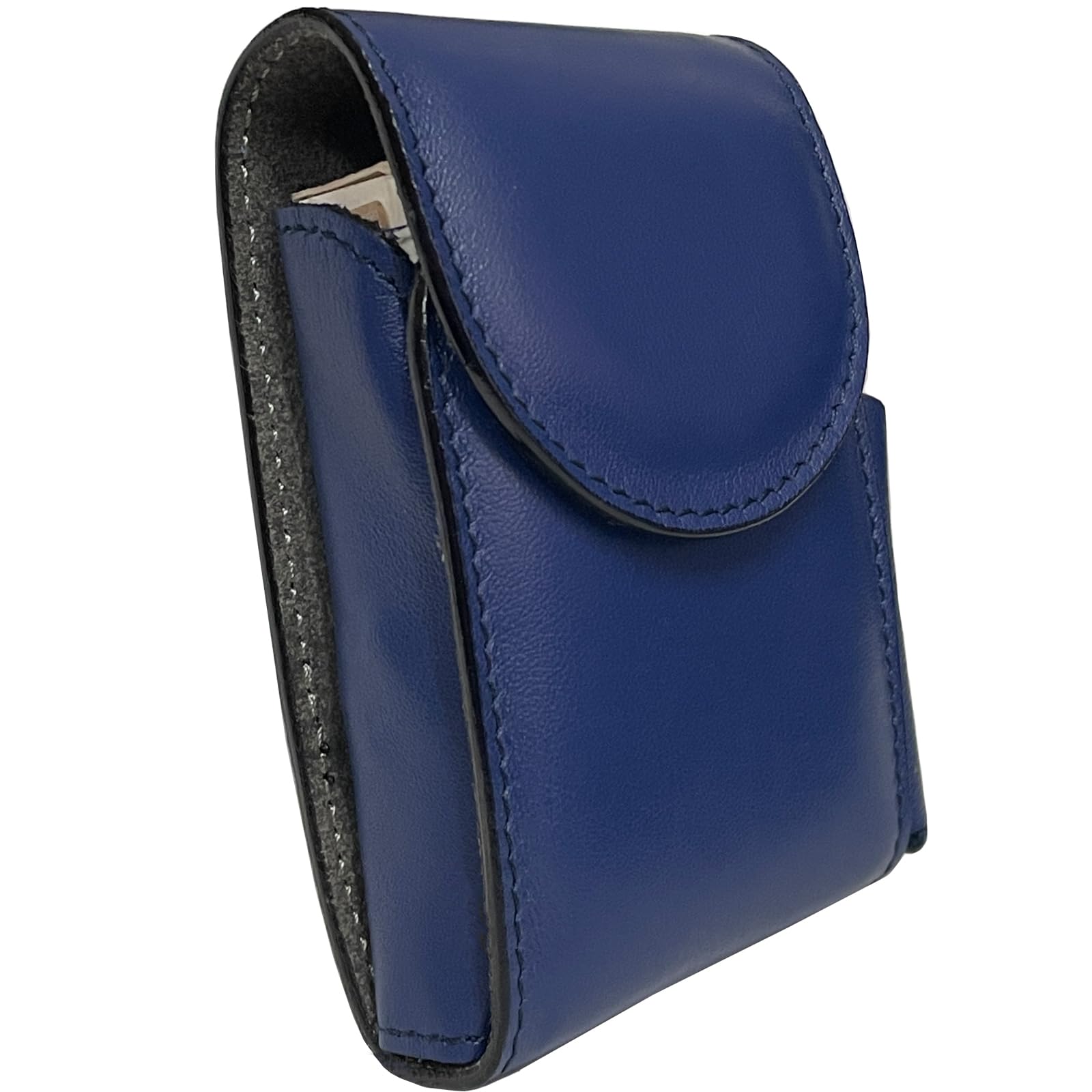 Porta Pacchetto di Sigarette con porta accendino in Vera Pelle Conciata in Toscana - Etabeta Artigiano Toscano - Made in Italy (blu)