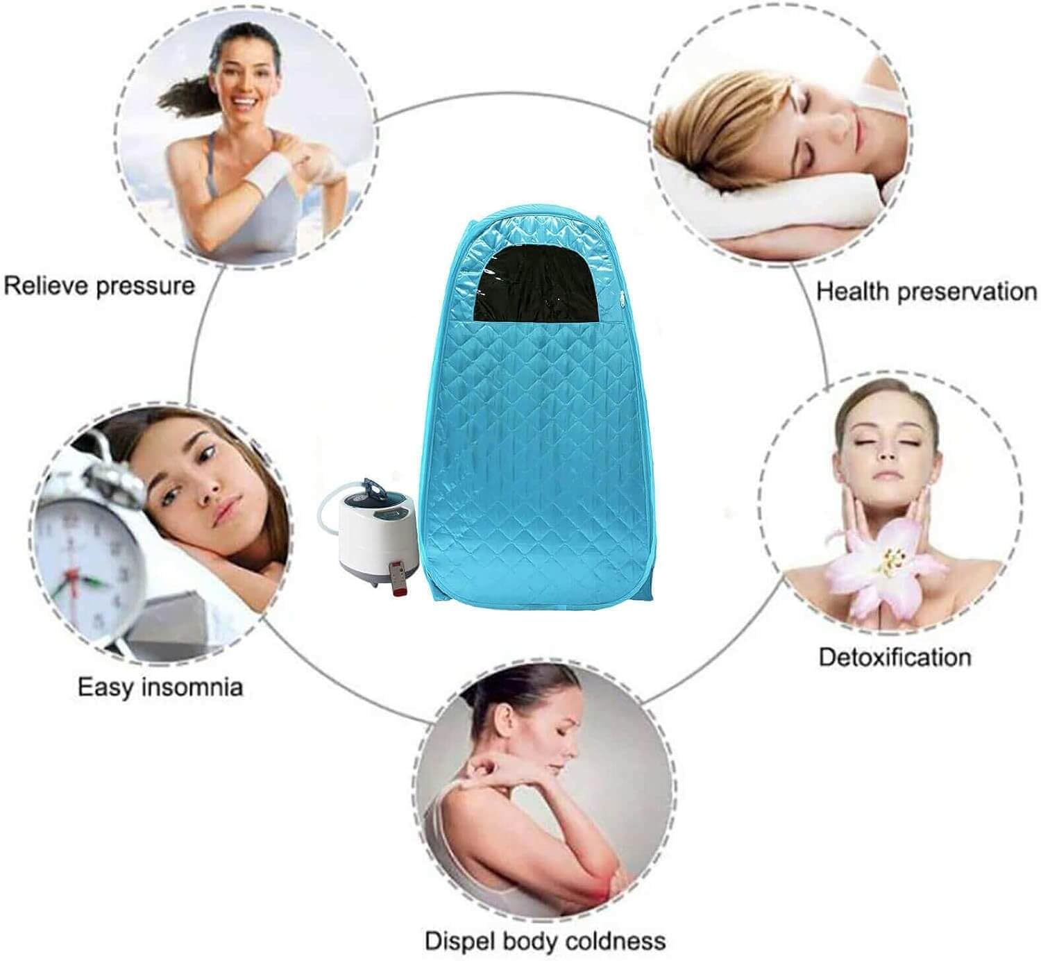 Dampfsauna Tragbare Sauna für zuhause Mini Mobile Home Sauna Generator für Sauna Spa Größeres Saunazelt Tragbare Dampfbad-Sauna Dampf Falt Sauna Kabine （Nur für Personen unter 5,78 ft geeignet）Eu Plug