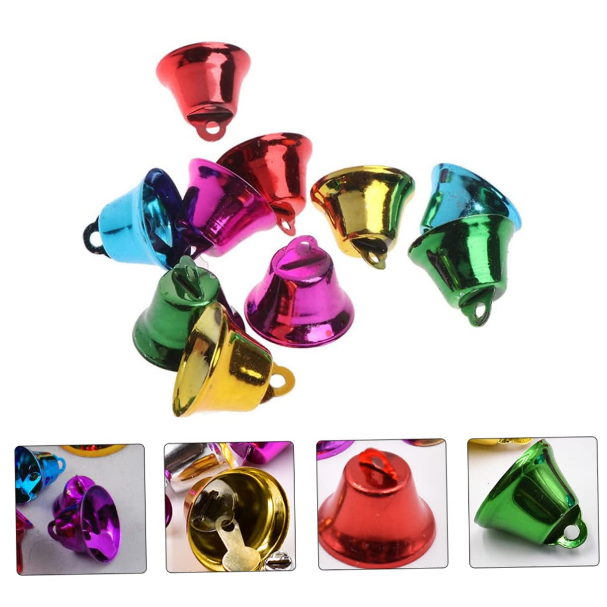 BCOATH 20Pcs Wind Chime Bells for Parrots Birds Chewing Hanging Decorations for Christmas Tree Wreaths and Festive Decor