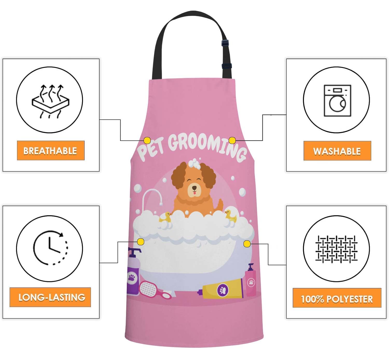 Smooffly Pet Grooming Apron for Dog & Kitchen Apron for Men & Women, BBQ & Catering Bibs, Pet Grooming for Dog, 27x31 Inch - Image 4