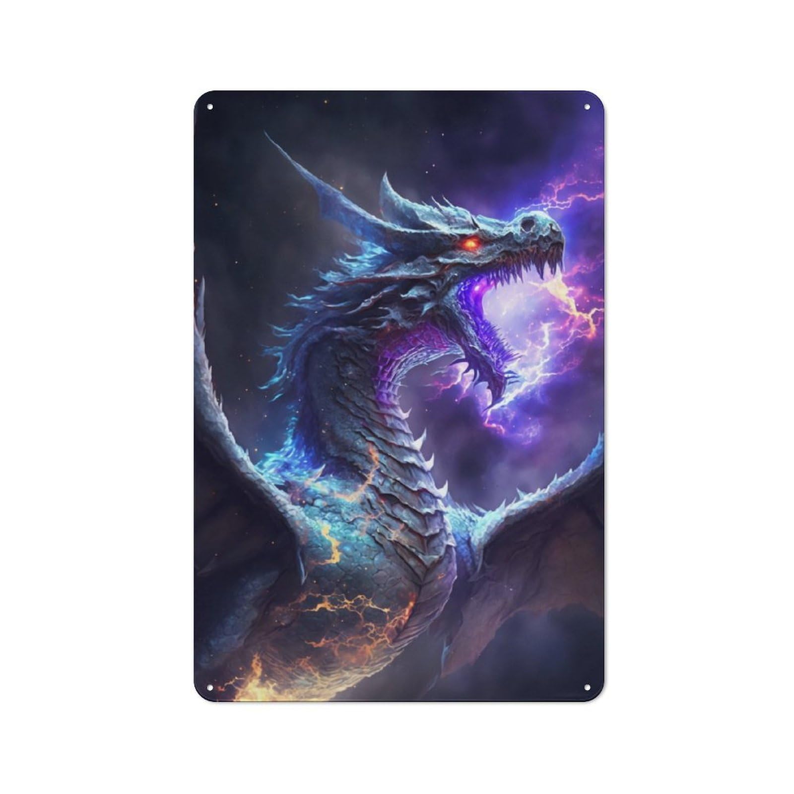 Junmoney Dragon Ruler Of The Galaxy Retro-Style Tin Sign 30X20cm For Dining Room Or Kitchen, For Kitchen Wall Decor Lovers
