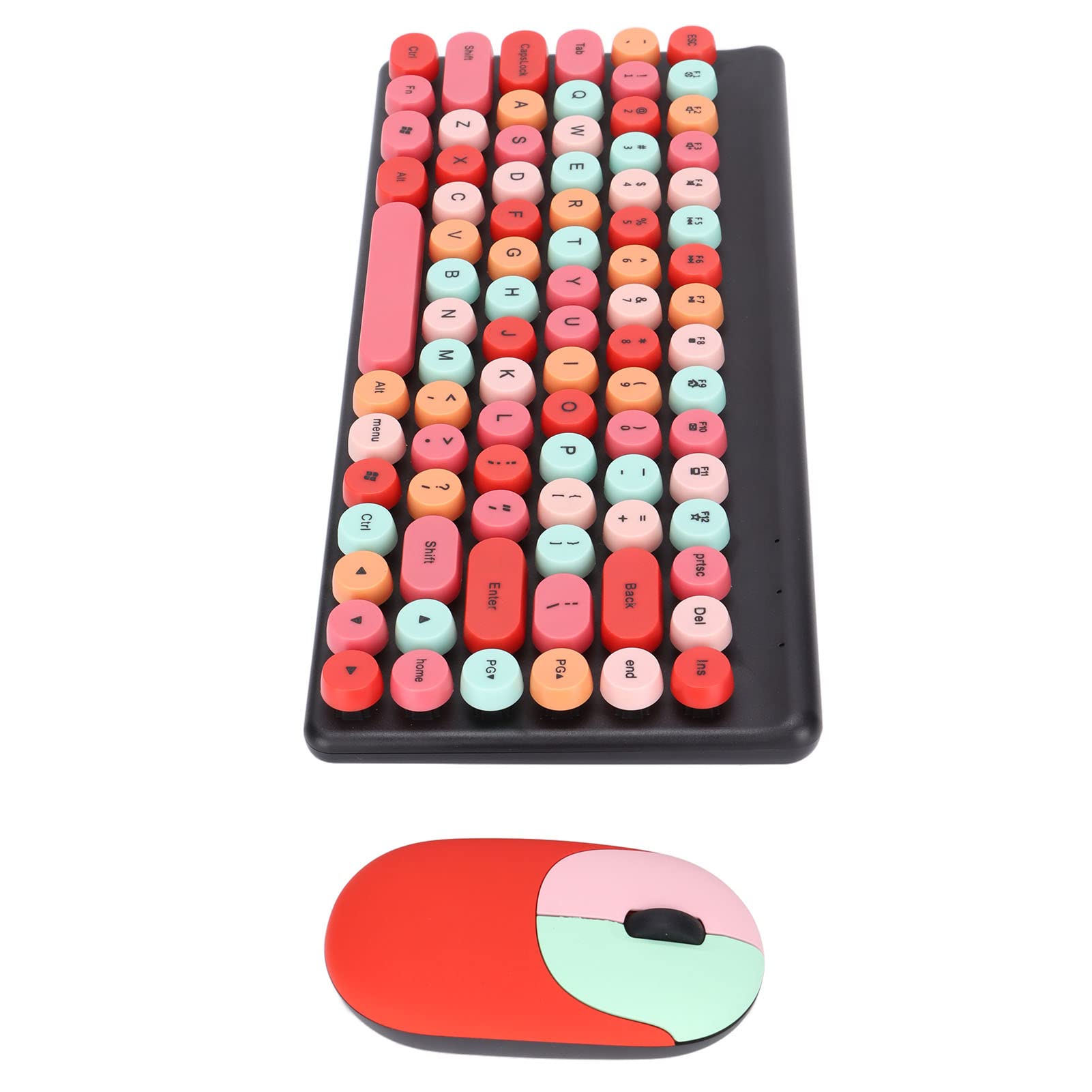 Keyboard and Mouse Combo, 86 Keys Cute Colorful Appearance Multimedia Buttons Light Quiet 2.4G Keyboard Mouse for Computer, Laptops, Gaming (Lipstick Mixed Colors)