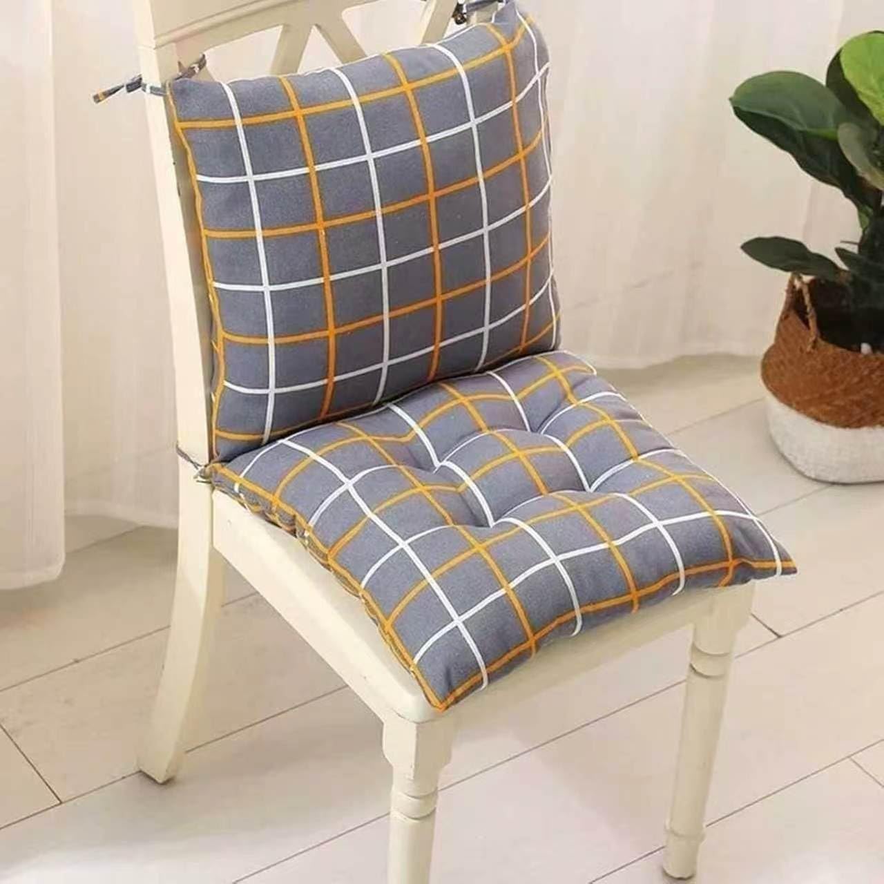 Niedriglehner Auflagen Set 2 Stück Stuhlauflage 40x40cm Sitzkissen Integriertes Rückenkissen mit Bändern Polster für Gartenstühle Terrasse Zuhause Büro Stühle(R,40x40cm(4PC))