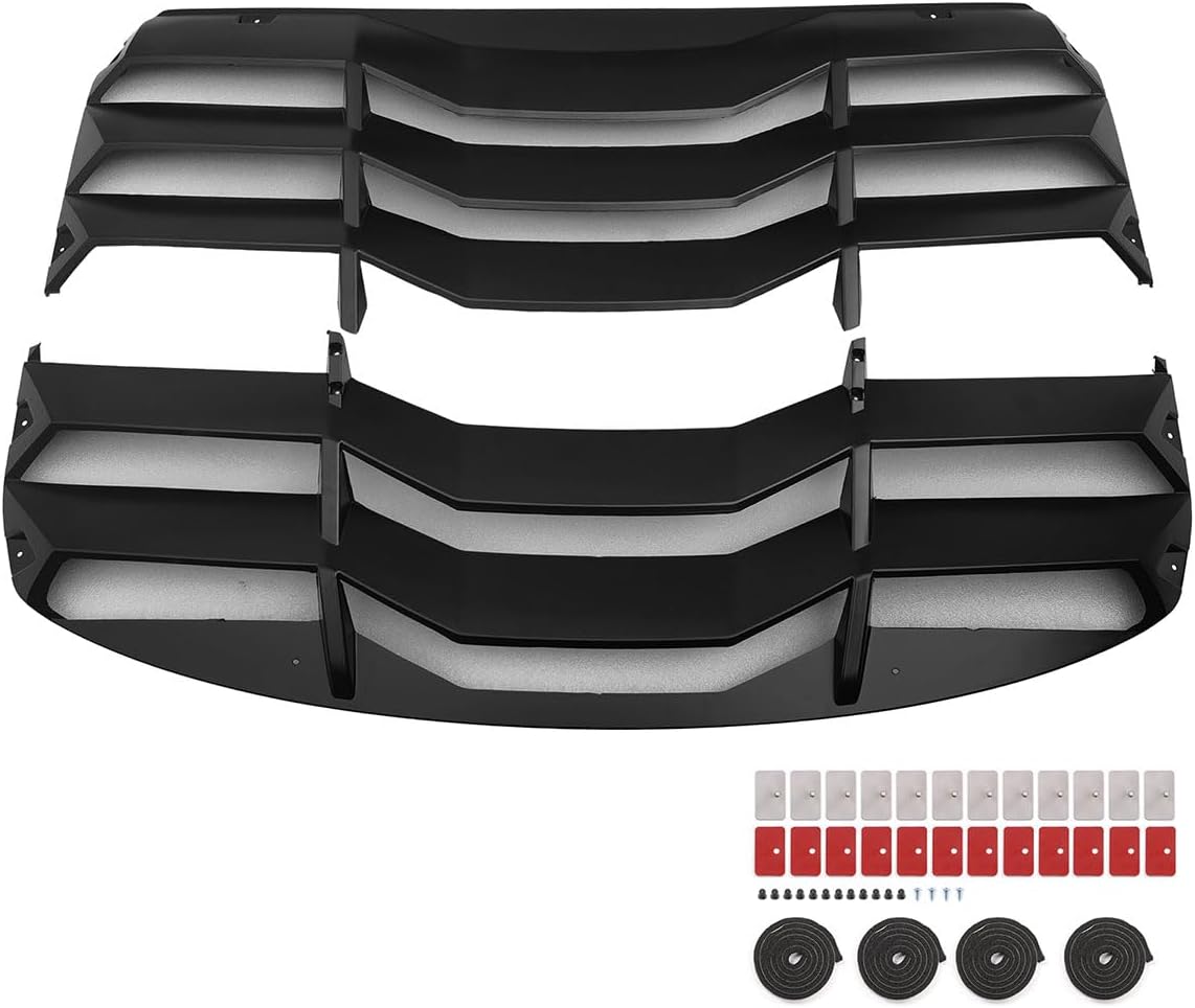 Rear Window Louver, Compatible with 2022-2026 Toyota GR86 & 2022-2025 Subaru BRZ, Matte Black ABS Plastic IKON Style Aerodynamic Rear Sunshade Wind Deflection Cover, 2PCS