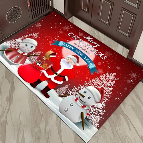 Weihnachts Fußmatten, 40 x 60 cm Weihnachtsteppich Matten,Weihnachtsdeko Fußmatte,Rutschfest Waschbar Weihnachtsteppich, Weihnachten Home Tür Fußmatten für Schlafzimmer, Küche Badezimmer Teppich (B)