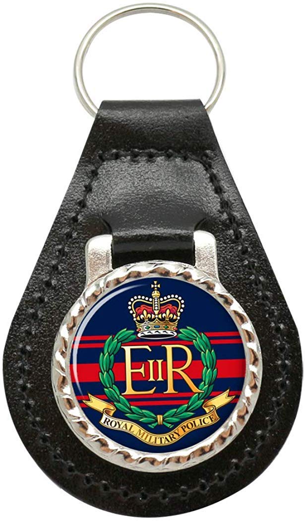 Giftshop Uk Unisex Black Leather And Silver Metal Mp Corps Of Royal Military Police, British Army Leather Key Fob