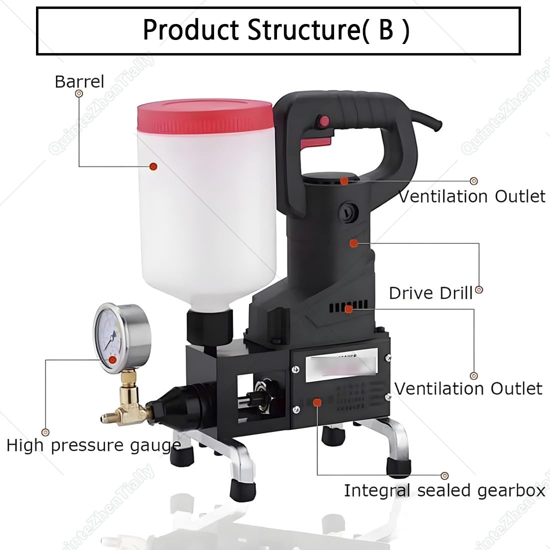 Machine à joints de ciment - Outil d'étanchéité en polyuréthane haute pression - 1100 W - Équipement de joints de sol pour réparation de fissures et bouchons de fuite