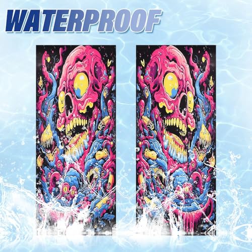 Image of JSCARLIFE Skull Car B-Pillar Sticker - HD Printed PVC Waterproof Vinyl Decal for Side Strip - Self Adhesive Cool Auto Exterior Trim