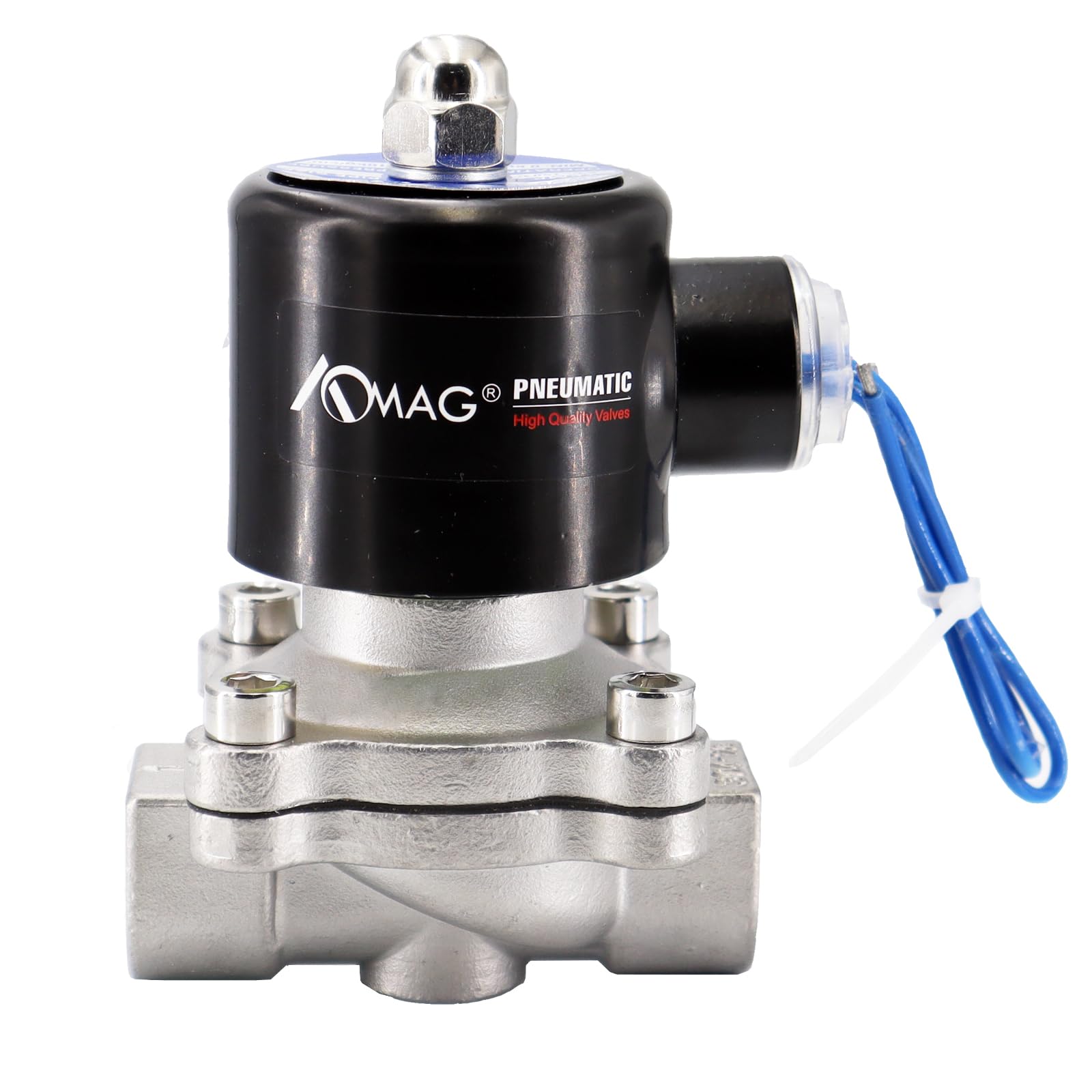 Válvula solenoide eléctrica de acero inoxidable de 3/8 pulgadas CC 12 V NPT normalmente cerrada, junta VITON para agua, aire, gas, combustible, aceite con alto rango de presión