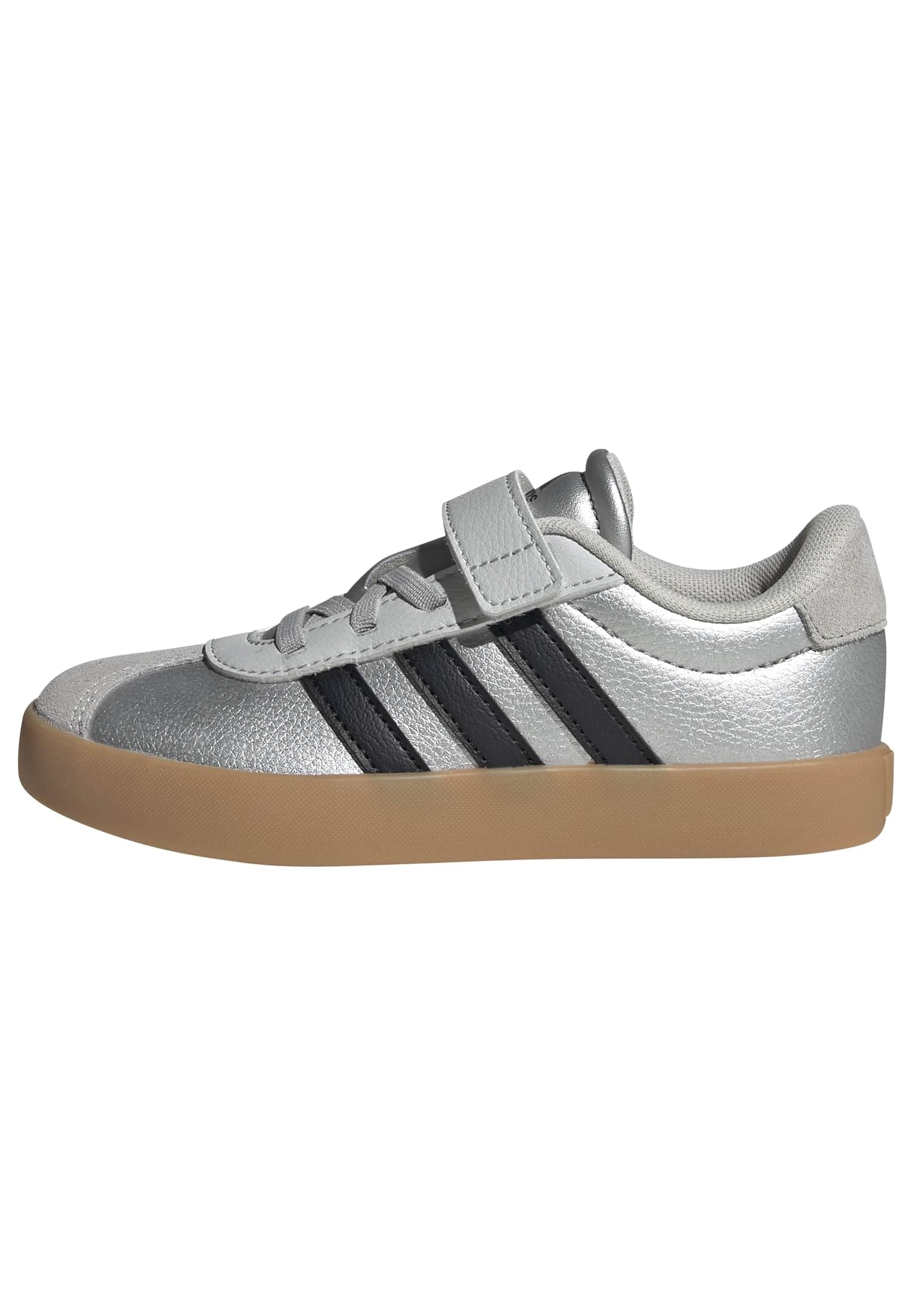 adidas Mixte Enfant VL Court 3.0 Hook and Loop Shoes Kids, Silver met./​Core Black/​LGH Solid Grey, 31 EU