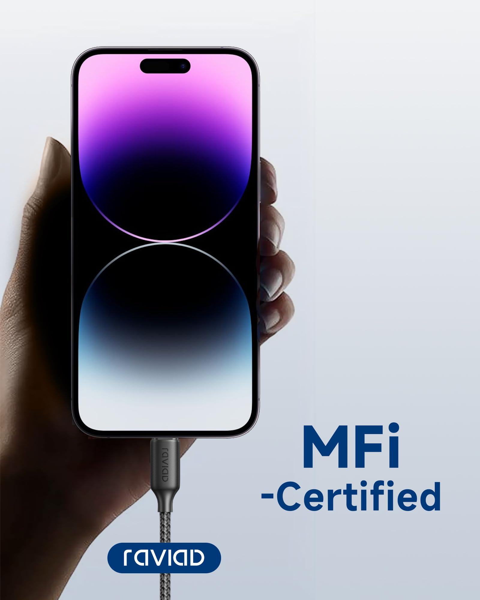 RAVIAD Kabel USB C na Lightning 0,5 m [certyfikat MFi] kabel iPhone USB typu C, nylonowy, szybkie ładowanie, do iPhone 14/13/11Pro/11 Pro Max/11/SE 2020/XR/XS/X/8/8 Plus