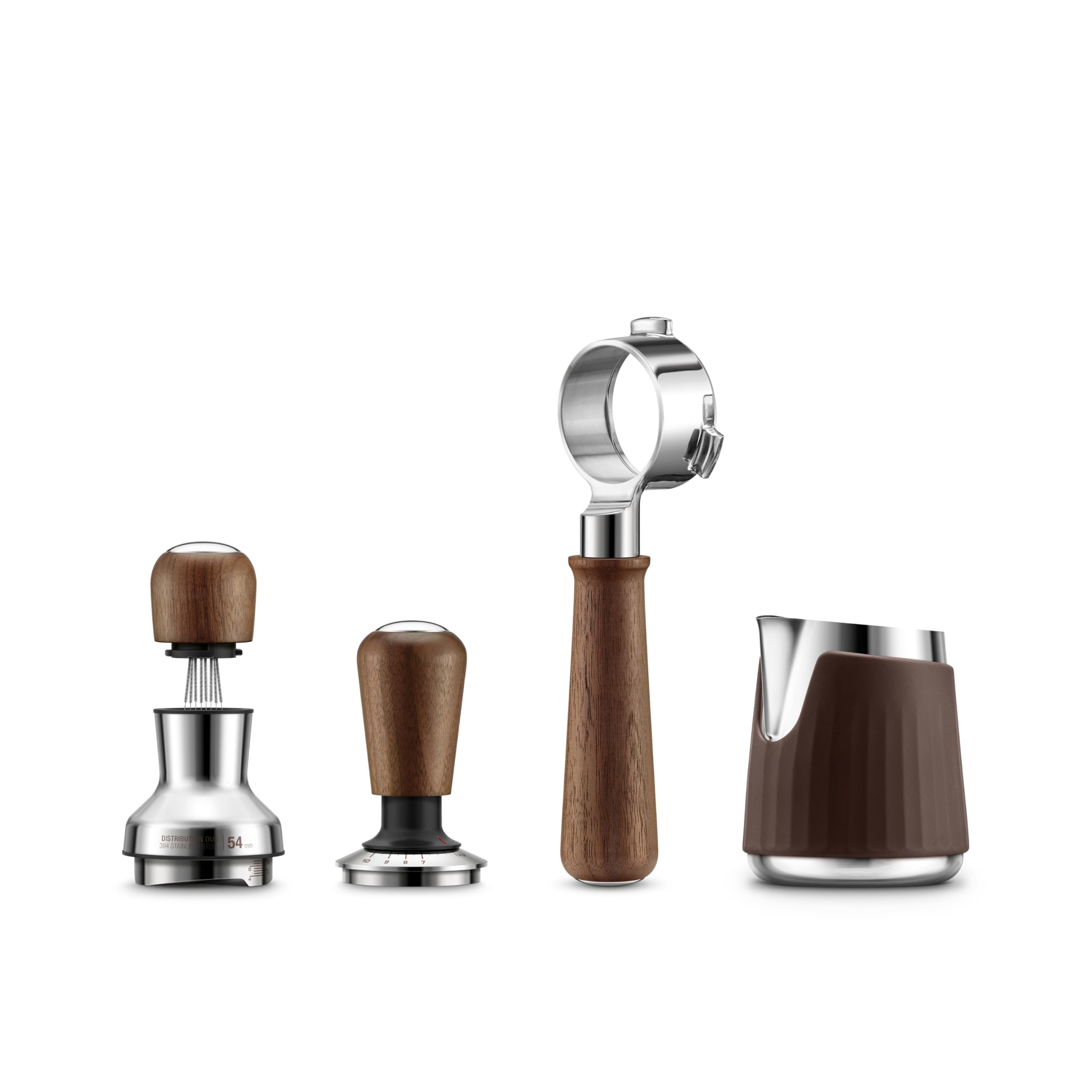 Sage Naked Portafilter 54mm, Portafiltro de Espresso, Nogal Premium | Diseño de Fondo Abierto para Ver la Extracción, Mango Ergonómico de Nogal, Compatible con Filtros de 54mm