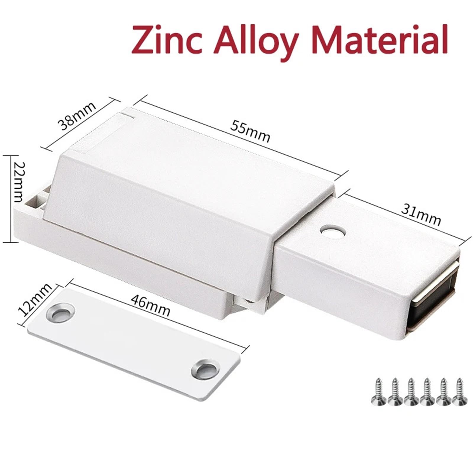 10 Uds. Imán for puerta de gabinete, topes invisibles for puertas muebles, gabinetes resistentes, tapón magnético cierre, accesorios Hardware Para Armarios Puertas(Zinc Alloy-White)