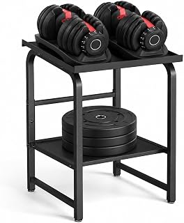 Dumbbell Rack Weight Stand, 500LBS Heavy Duty Solid 2-Tier Kettlebell Storage Organizer, Full Rubber Anti-Slip Mat Space Saving Gym Rack for Home Garage