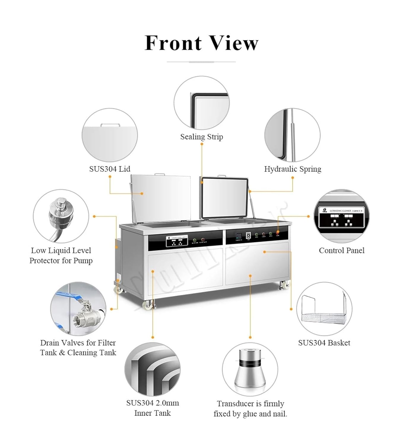 Tullker 135L Two Groove Ultrasonic Cleaner Industry Rinse Dry Function Gearing Engine Auto Parts Lab Ultrason Cleaning Machine