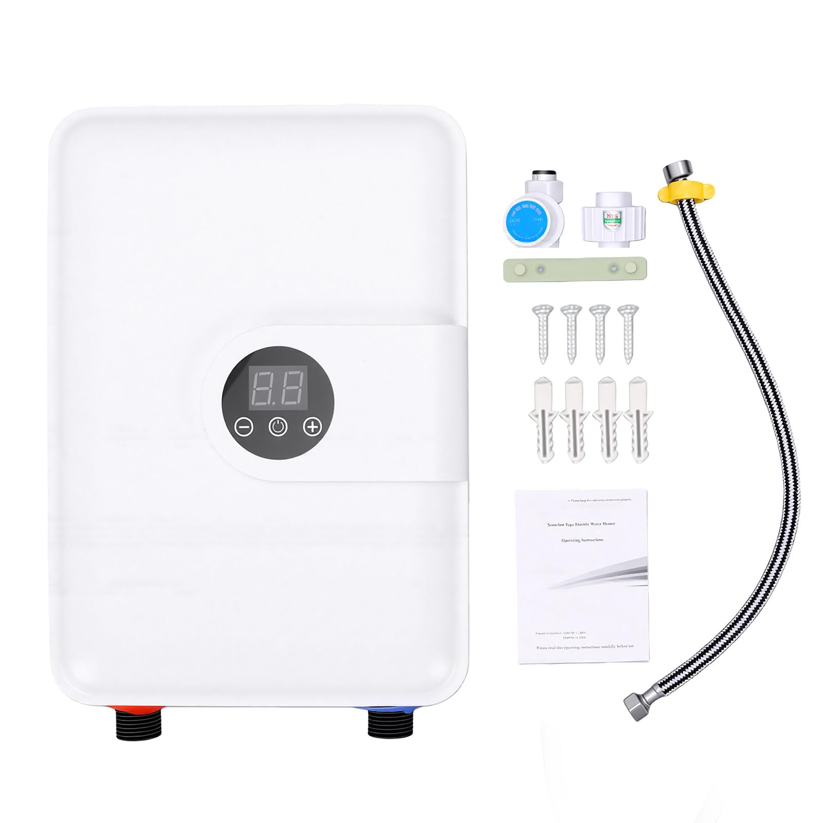 Hancaner Calentador de Agua Instantáneo Eléctrico de 5500W con Pantalla LED, Control Digital Temperatura para Baño y Cocina (Enchufe europeo 230V)