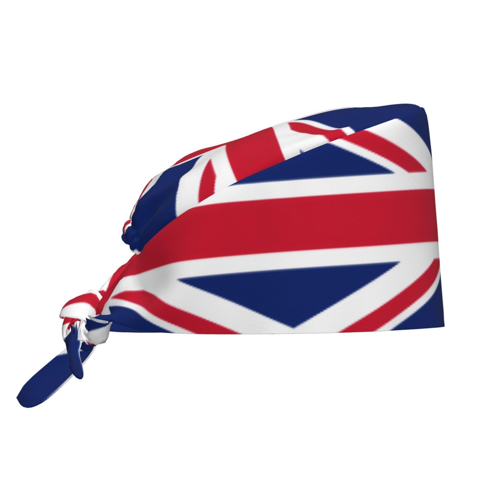 YYHWHJDE Bouffant Scrub Caps British Flag Prints - Adjustable Surgical Caps for Men and Women Black