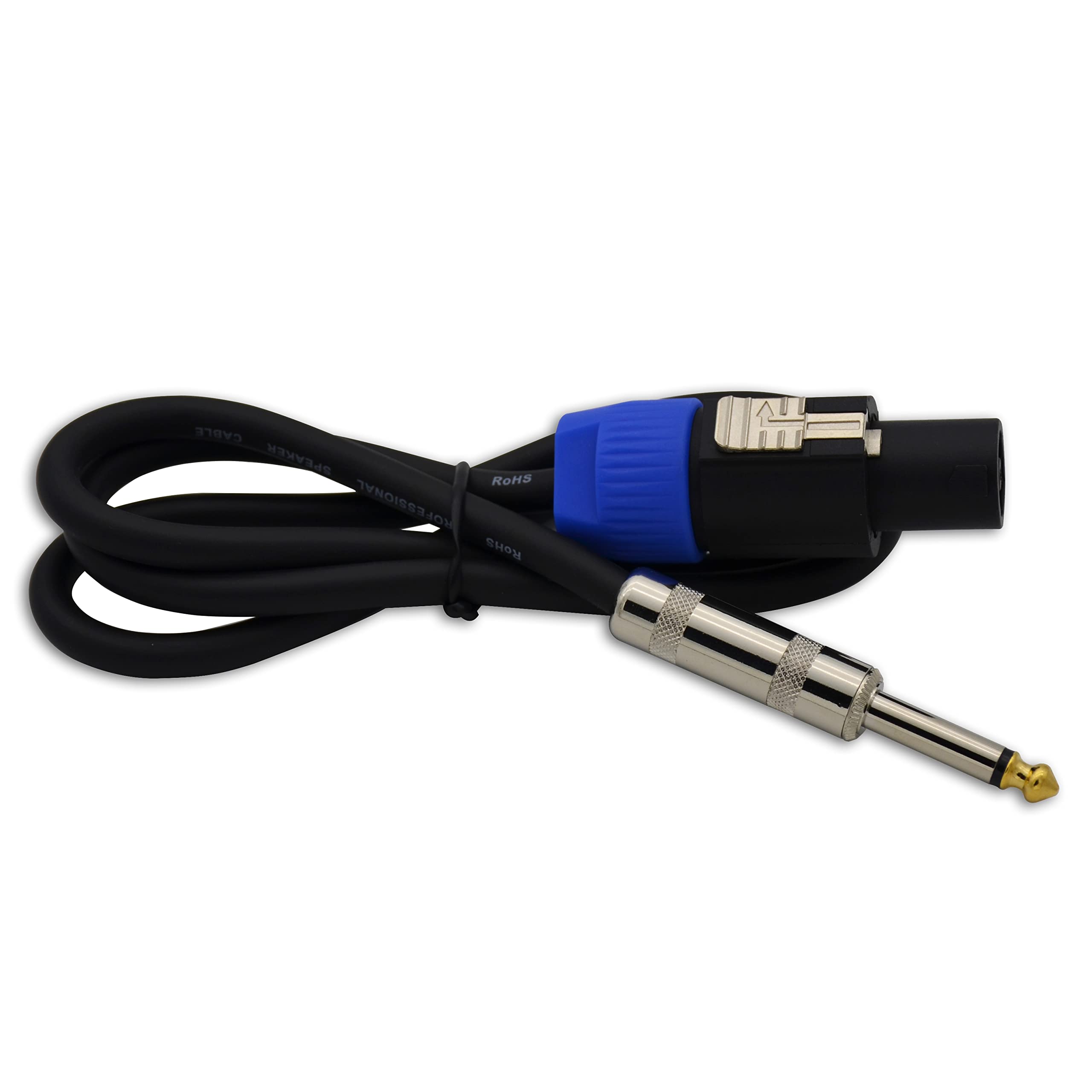 SbE-rsyun 3 ft Speaker Cable 12 Gauge Wire 2 Conductor Speakon with Twist Lock to 1 4 Inch TS Male Compatible with PA DJ Home Audio