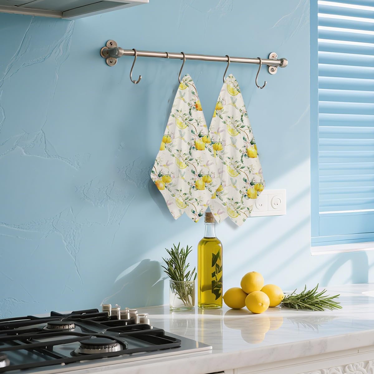 Hanamiya Na 2 Pcs Lemon Birds Kitchen Towels 14x24 Inch, Lemon Birds Dish Towel Waffle Weave Hand Cloth Tea Towel for Cleaning Spring Absorbent Dishcloths Cute Home Decor Housewarming Gifts - Image 5