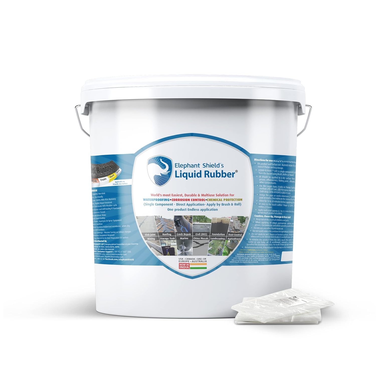 Elephant Shield Liquid Rubber For Long Lasting Ready To Use Waterproofing For Sheet Joints & Bolt Holes, Gutter Joints, Roof & Wall Crack, Solar Panel, Cut Out, Damp Wall Qty- 20 Ltr (Free- RF Fabric) discount deal
