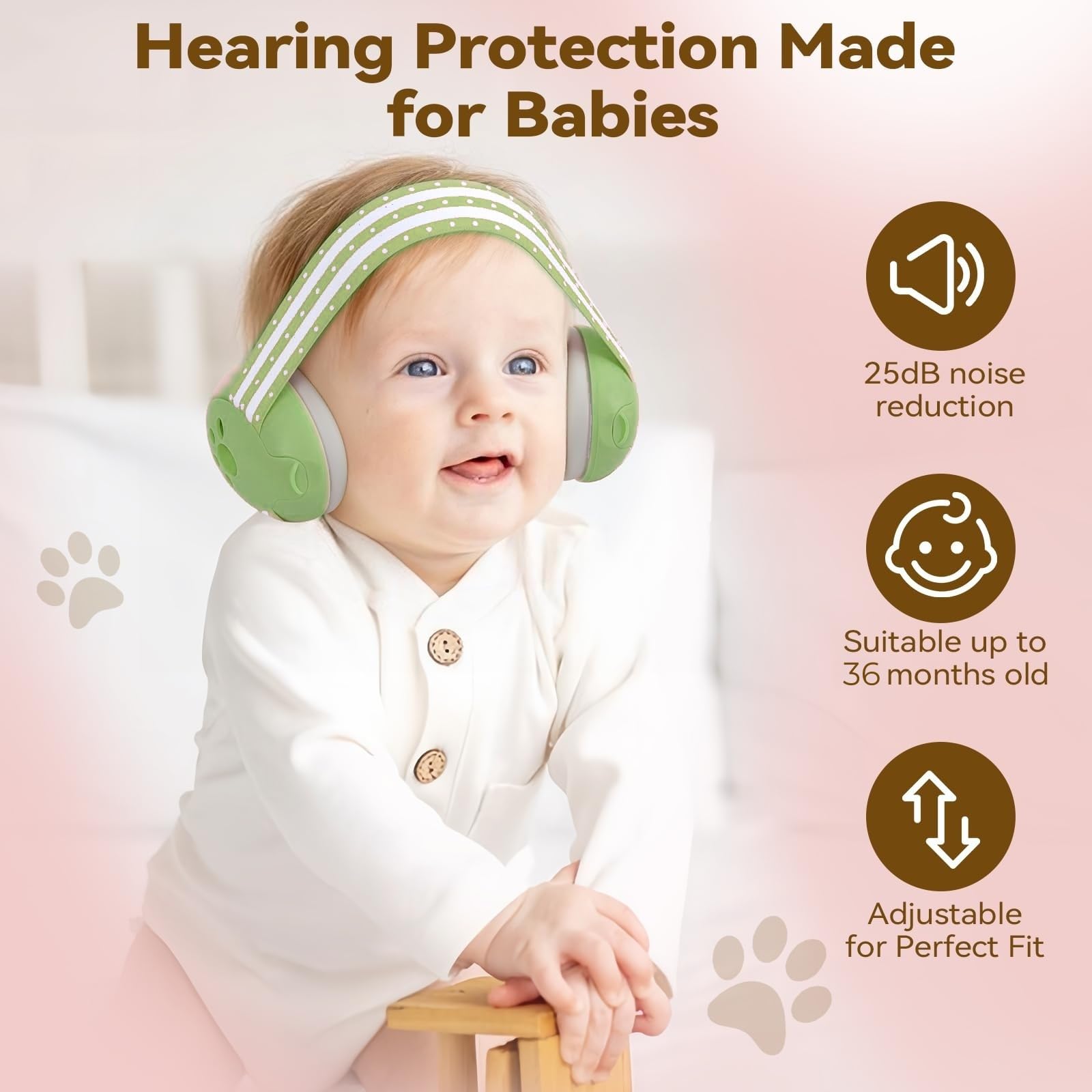 GUKOY Baby Ear Defender for Babies and Toddlers up to 3 Years, CE & UKCA Certified, Noise Reduction Earmuffs - Image 2
