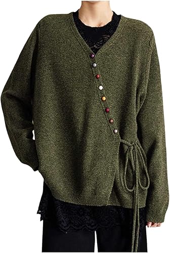Cardigan Sweaters for Women Lightweight Plus Size Long Sleeve Tops Drawstring Spring Clothes Button Down Cardigan(A01-army Green,3X-Large)