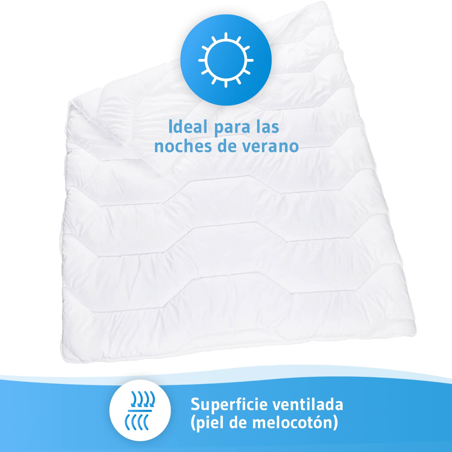 Third of Life Edredón de Verano 155x220 cm Blanco | Colcha Ligera con Control de la Humedad y Alta Transpirabilidad | Higiene Óptima para Personas Alérgicas | Nórdico para Noches de Verano Cálidas