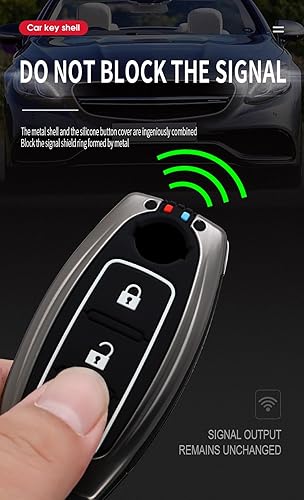 Miniatura 7 de ontto Funda de llavero de 4 botones compatible con Nissan Altima Rogue Sentra Pathfinder Frontier Maxima, funda de metal para llave de automóvil,