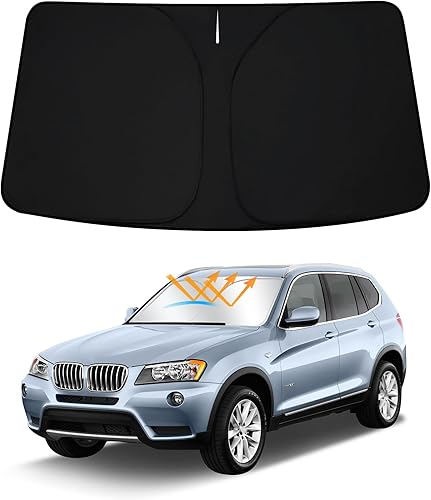 Miniatura 8 de D-Lumina Parasol para parabrisas para BMW X3 2018-2023, plegable, bloquea los rayos UV, protector de visera frontal, accesorios interiores
