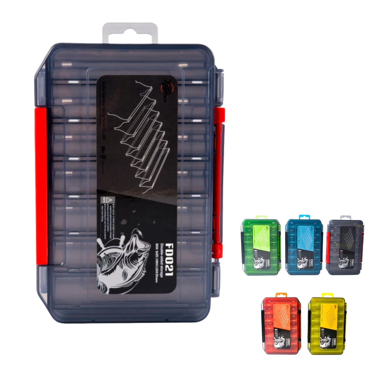 Boxonly Waterproof Double-Sided Fishing Tackle Storage Box – Large Black Lure Organizer for Hooks, Accessories & Terminal Tackle, Portable & Clear Case
