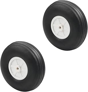 Fielect 3 inch RC Model Airplane Super Light Sponge Tire Tail Wheel Tire and Wheel Sets for RC Car Airplane PU Sponge Tire with Plastic Hub 2 Pcs