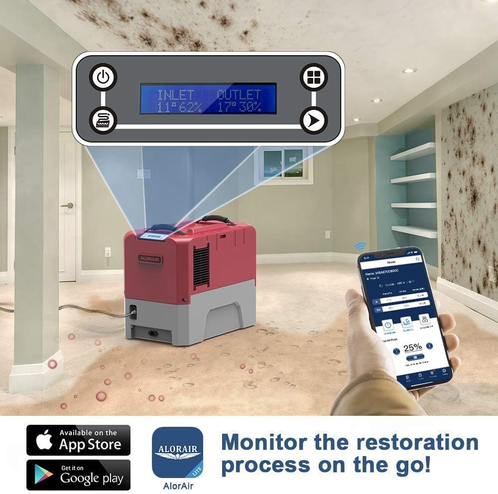 ALORAIR Smart WiFi LGR Commercial Dehumidifier up to 180 PPD (Saturation) with Pump, 6 Years Limited Warranty, Industrial Dehumidifiers APP Control, cETL Listed, for Garage, Flood Restoration